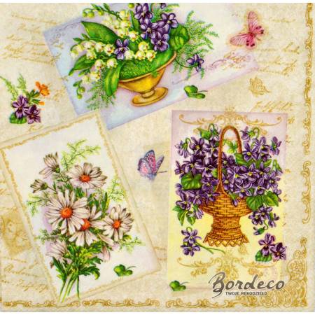 Serwetka do decoupage firmy MAKI wiosenne bukieciki w koszykach 33x33